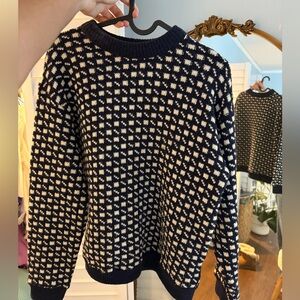 Navy and White Patterned Sweater